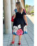 Vzdušné midi plus size šaty s nariaseným topom Fionela 